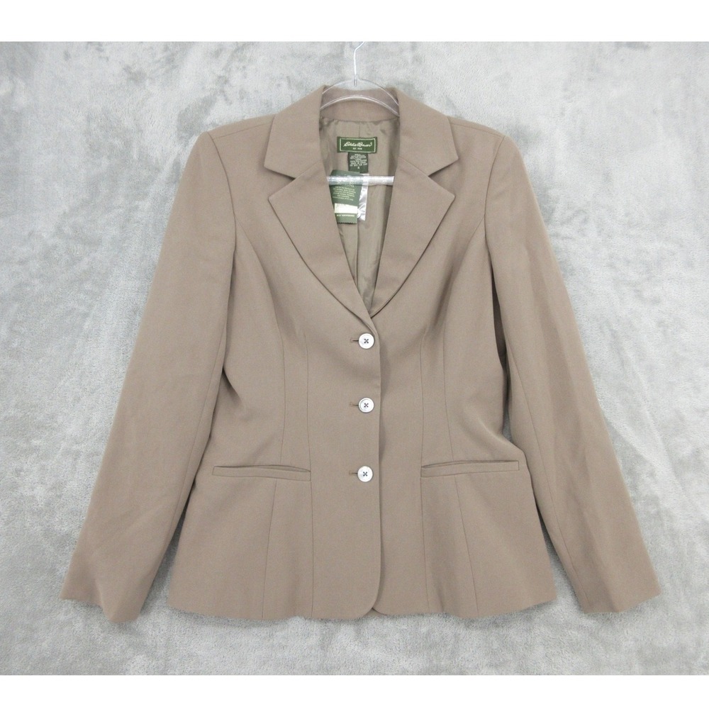 Eddie Bauer Blazer Womens Size 4 Brown Office Professional Career Classic New